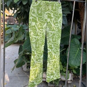 Zara Lime and White Swirl Pants